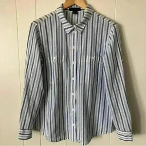 Sanctuary Striped Cotton / Linen Blend Boyfriend Shirt Size M